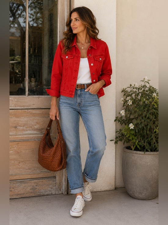 Levi's Jackets & Blazers - LEVIS Red Denim Jacket SZ s